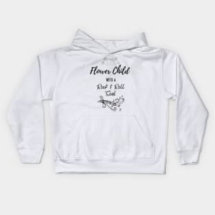 Flower Child With A Rock And Roll Soul - Official Artwork By Free Spirits And Hippies Kids Hoodie